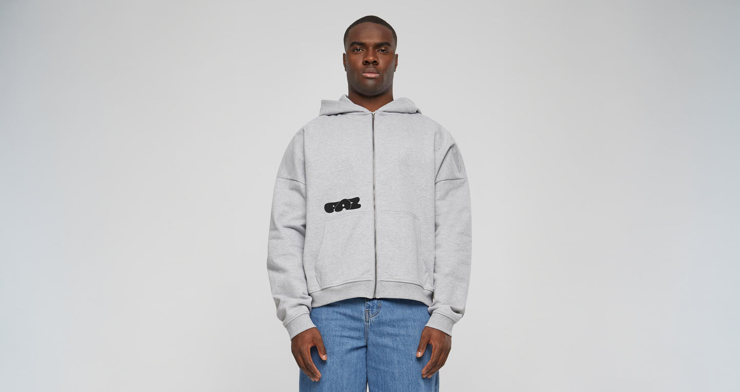 PAZ GOD DID Zip Hoodie Grey