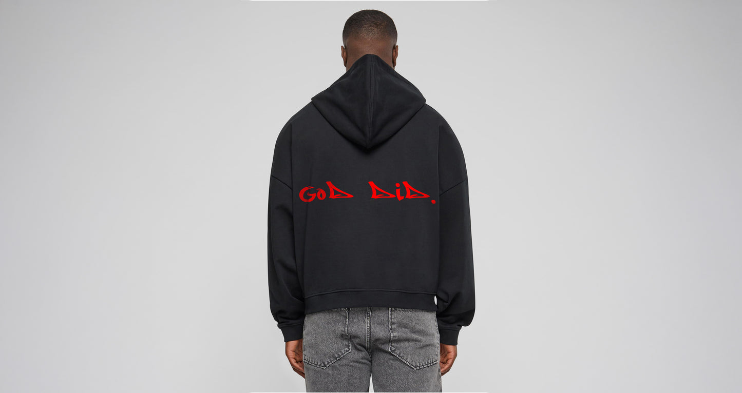 PAZ GOD DID Zip Hoodie Black